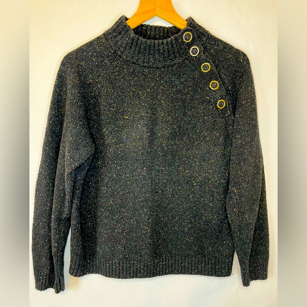 Jeanne Pierre Women’s Vintage Y2K Charcoal Wool Blend Mock Neck Sweater Sz L
